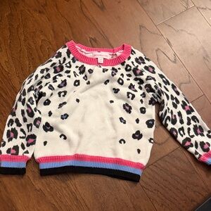 Design History Animal Print Sweater with Pink and Blue Accents